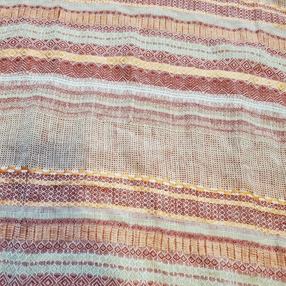 Infinity Patterned Red and Orange Striped Scarf - Picture 6 of 11